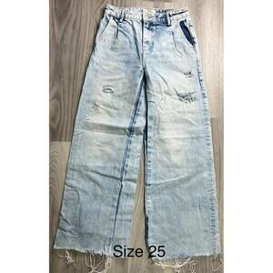 Free People Washed Denim Wide Leg Jeans